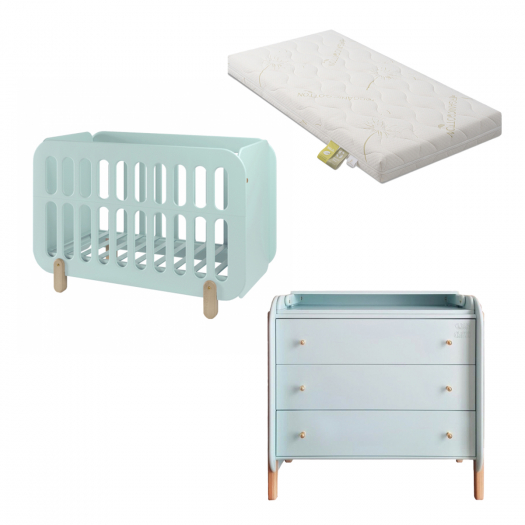 3 в 1 Комплект мебели BABY CHIPAK Детская кроватка, комод &quot;Лазурный бриз&quot; и Матрас    | Фото 1