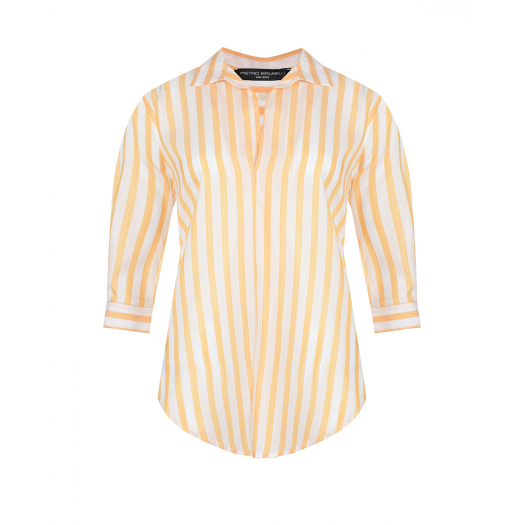 Рубашка в бело-желтую полоску Pietro Brunelli | Фото 1