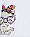 Толстовка с принтом кошка в очках, белая Mousse kids | Фото 3