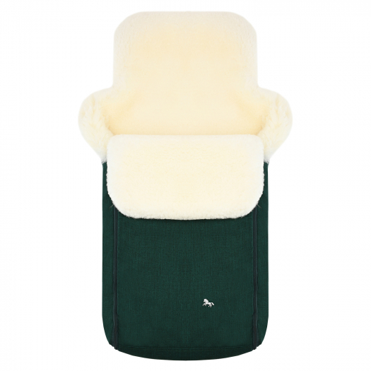 Зеленый конверт в коляску &quot;Premium Welss&quot;, натуральная овчина Hesba | Фото 1